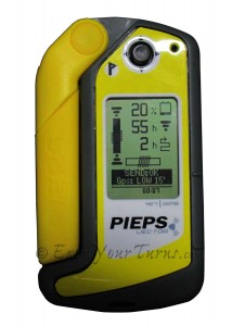 Pieps Vector avalanche transceiver showing Li-ion battery life